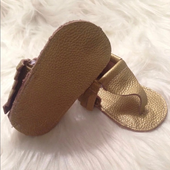 Real leather sandal Moccasins-gold - Picture 4 of 5